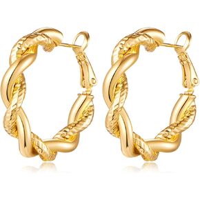 اقراط حلقية ذهبية ملتوية عصرية للنساء، اقراط حلقية سميكة ملتوية، هدايا مجوهرات in Kuwait