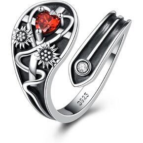 JLYY Adjustable Spoon Ring S925 Sterling Silver Stethoscope&Sunflower Ring for Women Vintage Victorian Jewelry Finger/Thumb Ring