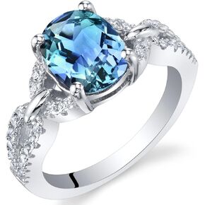 PEORA 925 Sterling Silver Forever Ring, Natural, Created and Simulated Gemstones, Oval Shape 9x7mm, Sizes 5 to 9