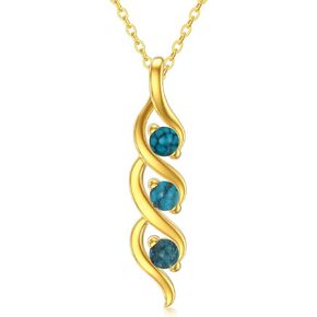 Real 14K Yellow Gold Small Turquoise Infinity Pendant Necklace for Women Infinite Love Jewelry Anniversary Birthday Gifts for Mom Wife 16''-18''