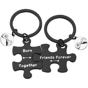 bobauna Born Together Friends Forever Puzzle Piece Keychain Set Gift For Twin Sisters Brothers BFF
