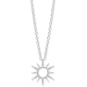 Boma Jewelry Sterling Silver Sunburst Sun Open Circle Necklace, 18 Inches