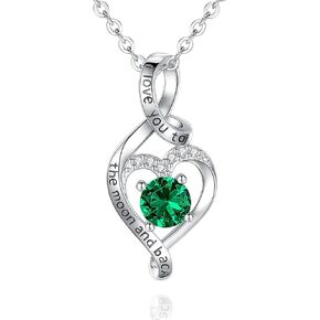 CELESTIA 925 Sterling Silver Birthstone Necklaces for Women - 18 Inch Chain