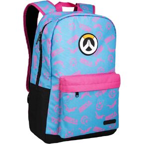 JINX Overwatch D.Va Splash Adult Backpack, Blue/Pink, 18"