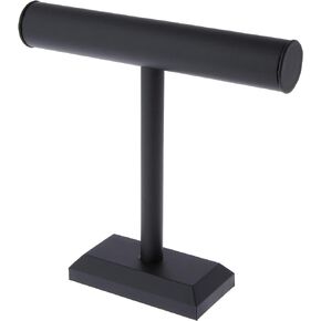 Plymor White Faux Leather T-Bar Necklace Display Stand, 12" W x 12" H