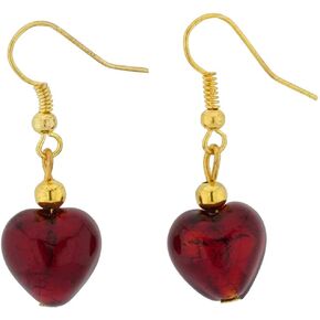 GlassOfVenice Murano Glass Heart Earrings - Ruby Red