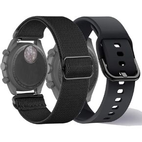 TUCOMO 2 حزمة من أحزمة الساعة المصنوعة من النايلون والسيليكون القابلة للتمدد متوافقة مع ساعة أوميغا X سواتش Moonswatch Speedmaster/Rolex/SEIKO 20 مم، أشرطة مطاطية دائرية للنساء والرجال in Kuwait