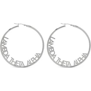 Sorority Shop Lambda Theta Alpha- Hoop Stainless Steel Dainty Earrings for Women - Lambda Theta Alpha Jewelry with Ideal 2" Diameter Hoops - Lambda Theta Alpha Gifts