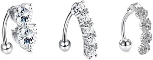 Heuvipens 5 قطعة عكس شريط الزركون البطن زر الفضة ارتفع الذهب قصيرة السرة الحديد ثقب الجسم طقم مجوهرات in Kuwait