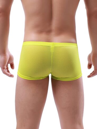 IKINGSKY Men's Breathable Boxer Briefs Sexy See Through Shorts Low Rise Bulge Under Panties in Kuwait
