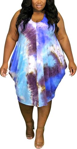 WUSENST Women's Casual Adjustable Spaghetti Strap Maxi Dress Plus Size Sundresses with Pockets in Saudi Arabia