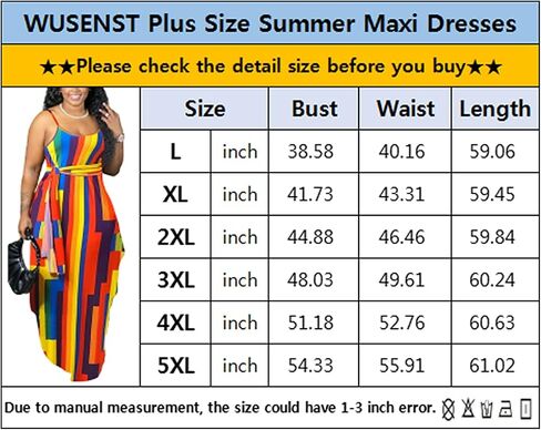 WUSENST Women's Casual Adjustable Spaghetti Strap Maxi Dress Plus Size Sundresses with Pockets in Saudi Arabia