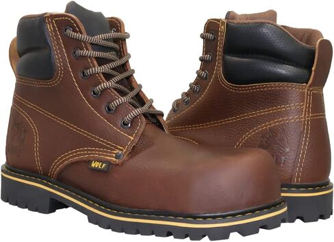 حذاء العمل وولف | جلد مكسيكي أصلي مقاوم للماء | مرونة النفط | اصبع القدم عادي | معزول | نعل مطاطي مانع للانزلاق | حذاء الكاحل | طوق مبطن مريح | البناء | معدات الوقاية الشخصية الصناعية | بني in Kuwait