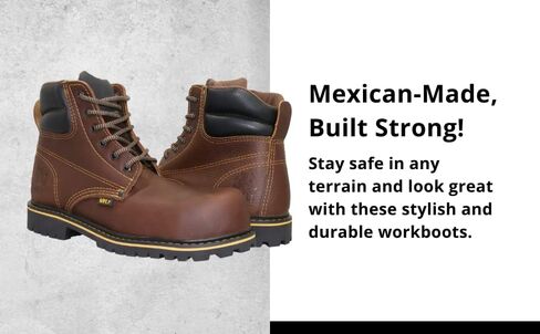 حذاء العمل وولف | جلد مكسيكي أصلي مقاوم للماء | مرونة النفط | اصبع القدم عادي | معزول | نعل مطاطي مانع للانزلاق | حذاء الكاحل | طوق مبطن مريح | البناء | معدات الوقاية الشخصية الصناعية | بني in Kuwait