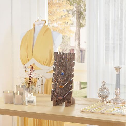 سلسلة عرض المجوهرات الخشبية من Lolalet، أساور وأساور وخواتم ومجوهرات تقف قائمة بذاتها من الخشب الطبيعي حامل مجوهرات لبيع متجر البائع - عبوة واحدة، قلادة in Kuwait