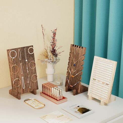 سلسلة عرض المجوهرات الخشبية من Lolalet، أساور وأساور وخواتم ومجوهرات تقف قائمة بذاتها من الخشب الطبيعي حامل مجوهرات لبيع متجر البائع - عبوة واحدة، قلادة in Kuwait