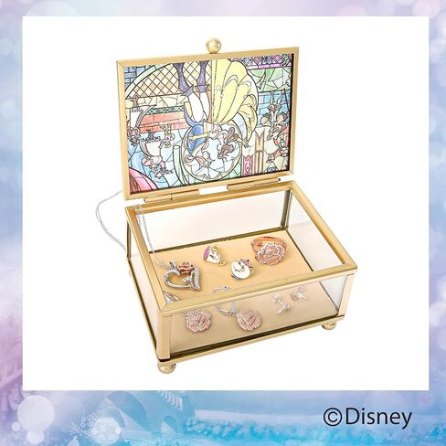 Disney Beauty and the Beast Small Glass Jewelry Box Officially Licensed, Jewelry Case, Gifts in Saudi Arabia