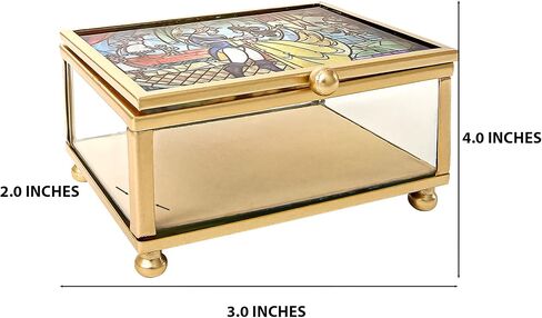Disney Beauty and the Beast Small Glass Jewelry Box Officially Licensed, Jewelry Case, Gifts in Saudi Arabia