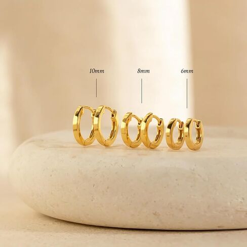 Gold Hoop Earrings Set for Women, 14k Real Gold Filled Chunky Thick Trendy Hypoallergenic Earring, Aesthetic Jewelry Accessories for Women Teen Girl Gifts 3 Pairs in Saudi Arabia