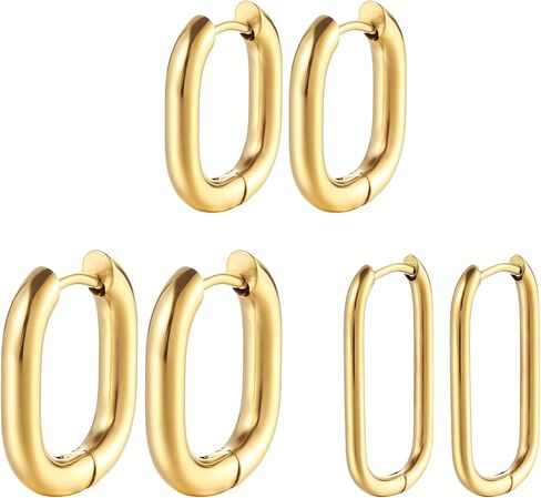 NMQLX Women's Gold Hoop Earrings: 3 Pairs Gold Plated Lightweight Earrings Set for Women Girls in Kuwait