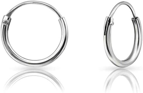 DTPsilver 925 Sterling Silver TINY/SMALL/MEDIUM/LARGE Endless Hoops/Sleepers Earrings - Thickness 1.5 mm - Outer Diameter: 8, 10, 12, 14, 16, 18, 20, 25, 30, 35, 40, 50, 60, 70, 80 mm in Kuwait