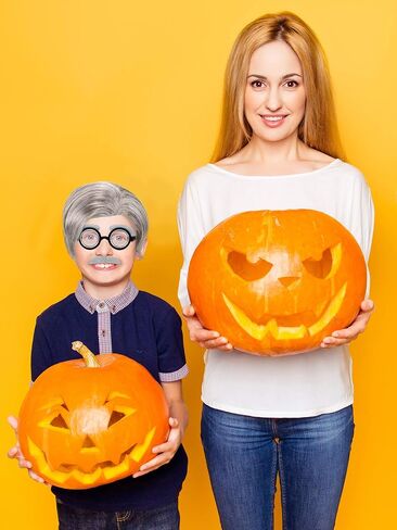 Frienda 6 Pieces Old Man Costume Set Includes Wig Mustache Eyebrows Glasses Wig Cap for Dressing up(Style 2) in Saudi Arabia
