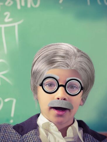 Frienda 6 Pieces Old Man Costume Set Includes Wig Mustache Eyebrows Glasses Wig Cap for Dressing up(Style 2) in Saudi Arabia