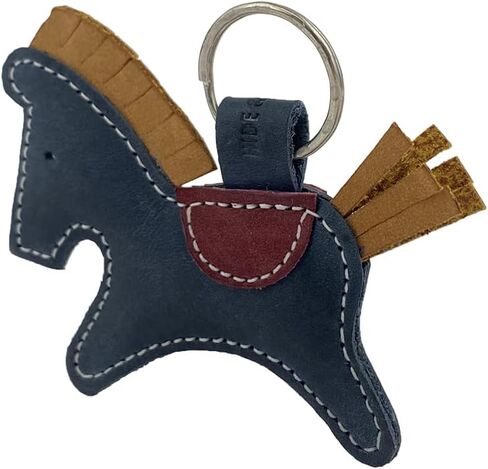 Critter Keychain Rustic Leather Animal Key Ring Holder Handmade by Hide & Drink :: Horse, Blue, M in Saudi Arabia