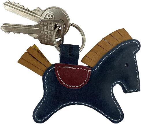 Critter Keychain Rustic Leather Animal Key Ring Holder Handmade by Hide & Drink :: Horse, Blue, M in Saudi Arabia