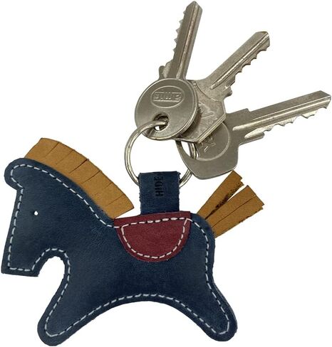 Critter Keychain Rustic Leather Animal Key Ring Holder Handmade by Hide & Drink :: Horse, Blue, M in Saudi Arabia