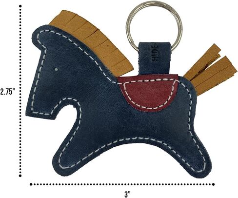 Critter Keychain Rustic Leather Animal Key Ring Holder Handmade by Hide & Drink :: Horse, Blue, M in Saudi Arabia