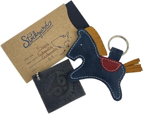 Critter Keychain Rustic Leather Animal Key Ring Holder Handmade by Hide & Drink :: Horse, Blue, M in Saudi Arabia