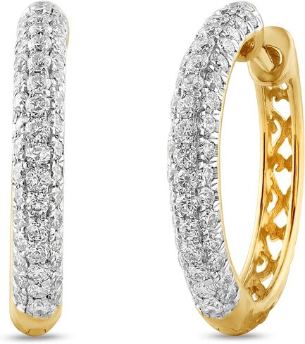 أقراط لا جويا 1-2 1/2 قيراط TW Lab Grown الماسية للنساء | مصنوع من الفضة المطلية بالذهب الأصفر | الزوج المثالي من الأقراط الفضية المتدلية الكبيرة لها in Kuwait