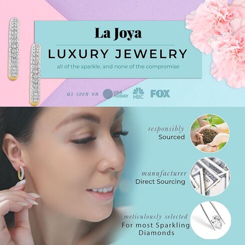 أقراط لا جويا 1-2 1/2 قيراط TW Lab Grown الماسية للنساء | مصنوع من الفضة المطلية بالذهب الأصفر | الزوج المثالي من الأقراط الفضية المتدلية الكبيرة لها in Kuwait