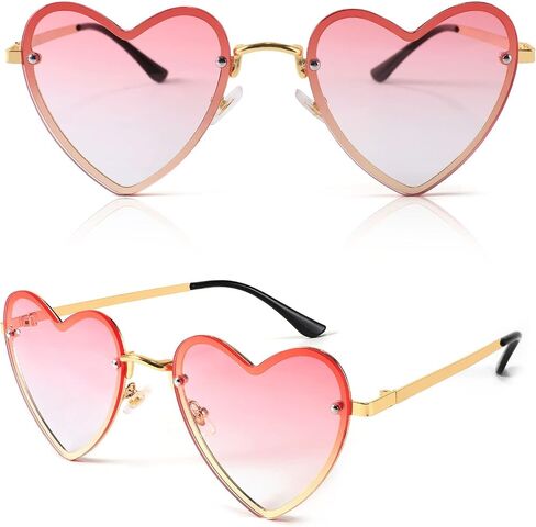 FEISEDY Love Heart Shaped Sunglasses Party Thin Metal Frame Glasses Candy Color B2832 in Saudi Arabia