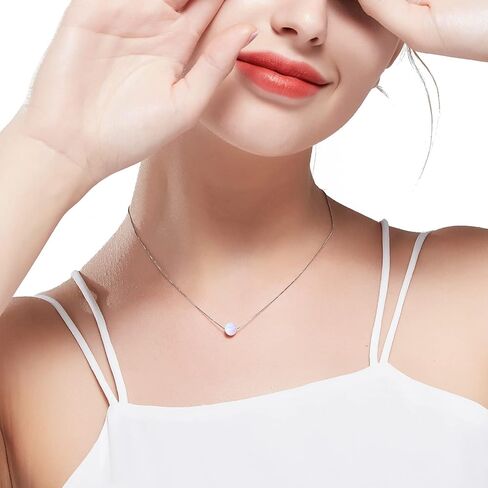 ALoveSoul 925 Sterling Silver Opal Bead Necklace in Kuwait