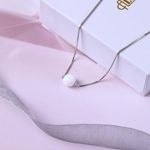 ALoveSoul 925 Sterling Silver Opal Bead Necklace in Kuwait