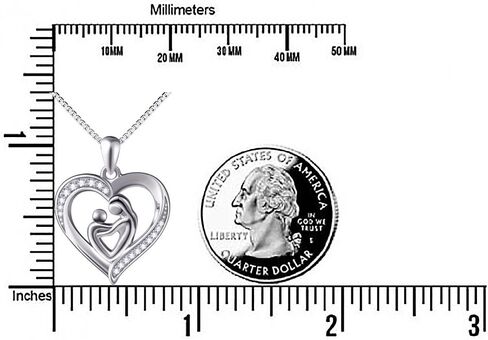 DAOCHONG Mother's Day Gift Mother Holding Child Sterling Silver Mothers Love Heart CZ Pendant Necklace for Women Mother Grandmother in Saudi Arabia