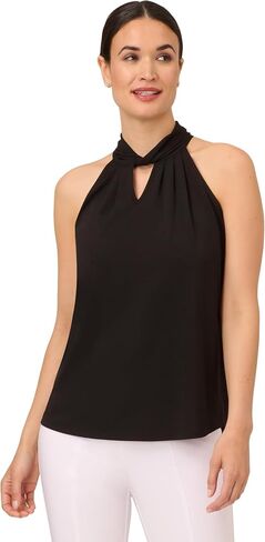 Adrianna Papell Women's Solid Knit Halter Twist Neck Top in Saudi Arabia