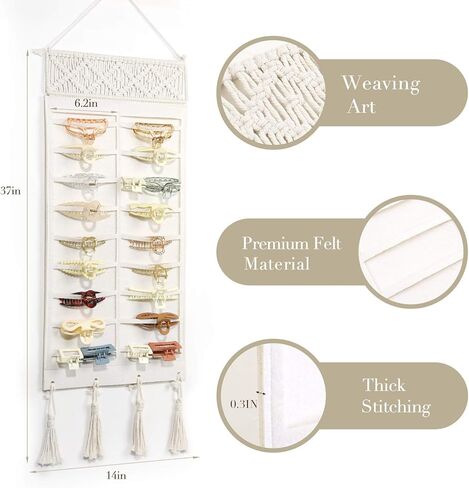 بابوبيت مشبك شعر بمشبك منظم، حامل مشابك مخلب شعر معلق للنساء والفتيات، حامل مشبك شعر اللباد وشماعة مشبك تخزين للجدار والباب والخزانة in Kuwait