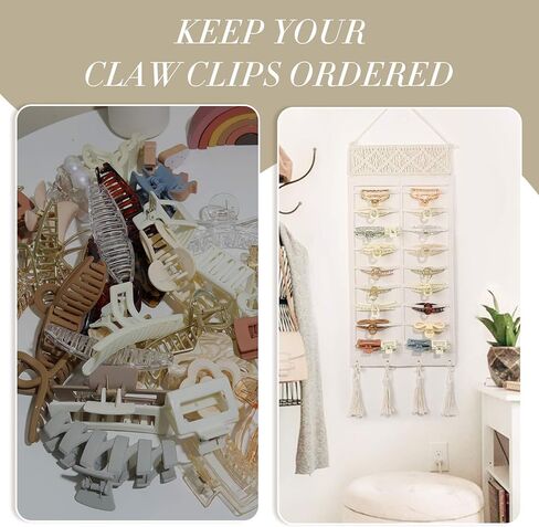 بابوبيت مشبك شعر بمشبك منظم، حامل مشابك مخلب شعر معلق للنساء والفتيات، حامل مشبك شعر اللباد وشماعة مشبك تخزين للجدار والباب والخزانة in Kuwait