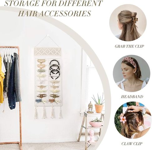 بابوبيت مشبك شعر بمشبك منظم، حامل مشابك مخلب شعر معلق للنساء والفتيات، حامل مشبك شعر اللباد وشماعة مشبك تخزين للجدار والباب والخزانة in Kuwait