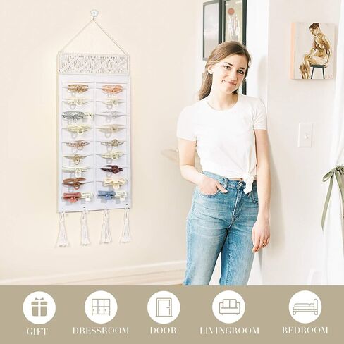 بابوبيت مشبك شعر بمشبك منظم، حامل مشابك مخلب شعر معلق للنساء والفتيات، حامل مشبك شعر اللباد وشماعة مشبك تخزين للجدار والباب والخزانة in Kuwait