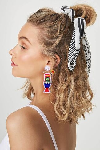 Statement Beaded Drop Earrings- Tropical Drink Fruit Cocktail Earrings- Boho Colorful Sequin Rhinestone Dangle Earrings For Woman Beach Party Vacation in Saudi Arabia