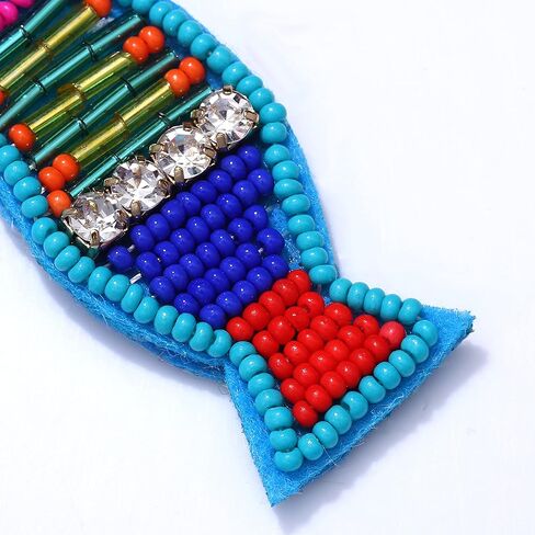 Statement Beaded Drop Earrings- Tropical Drink Fruit Cocktail Earrings- Boho Colorful Sequin Rhinestone Dangle Earrings For Woman Beach Party Vacation in Kuwait