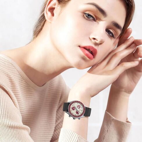 TUCOMO 2 حزمة من أحزمة الساعة المصنوعة من النايلون والسيليكون القابلة للتمدد متوافقة مع ساعة أوميغا X سواتش Moonswatch Speedmaster/Rolex/SEIKO 20 مم، أشرطة مطاطية دائرية للنساء والرجال in Kuwait