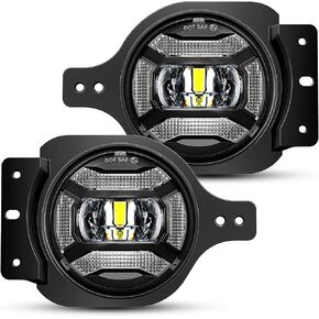 LX-LIGHT 60W Extremly Bright LED Foglights with DRL Compatible with Jeep Wrangler JL Sport Rubicon Steel Front Bumper 2018-2023, EMC Built In