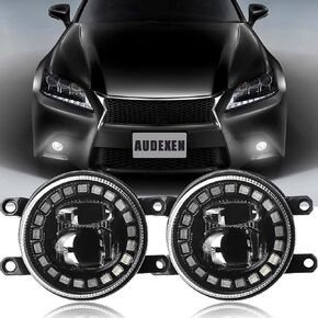 AUDEXEN LED Fog Lights with DRL Compatible with Toyota Camry Highlander Corolla Prius, Passenger and Driver Side Led Fog Lamps Compatible with Lexus GS IS LX RX ES CT