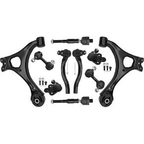 10pc Front Suspension Kit - Lower Control Arms + Lower Ball Joints + Sway Bar End Links + Inner and Outer Tie Rod Ends - 2006-2011 for Honda Civic Lower Control Arm kit 1.8L Models Only