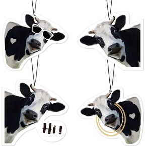 Pack of 8 Cow Air Freshener Funny Cattle Print Car Accessories Hanging Car Cow Gifts for Women Men Cute Air Freshener Car Freshener